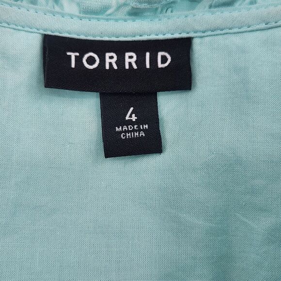 Torrid Babydoll Top Womens Size 4X Clip Dot Eyelet Cottagecore Peasant Prairie - Picture 3 of 10